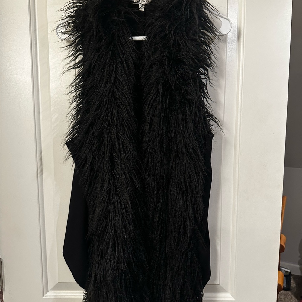 CAbi Black Faux Fur Vest